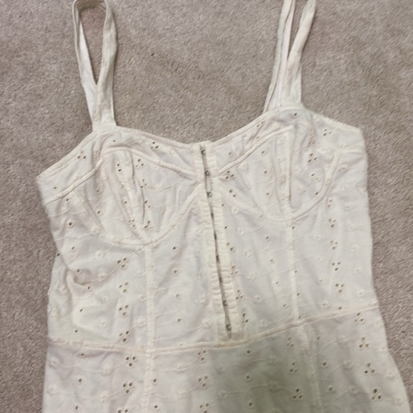 Free People Intimately Cream Colored Slip Mini Dress with Eyelets Corset Style - Picture 2 of 6